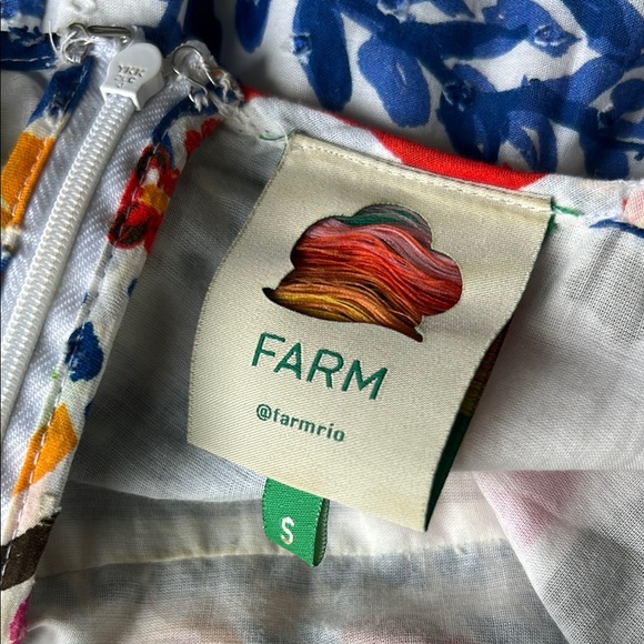 FARM Rio Blue and White Mini Sundress Spaghetti Strap Casual - Picture 3 of 3